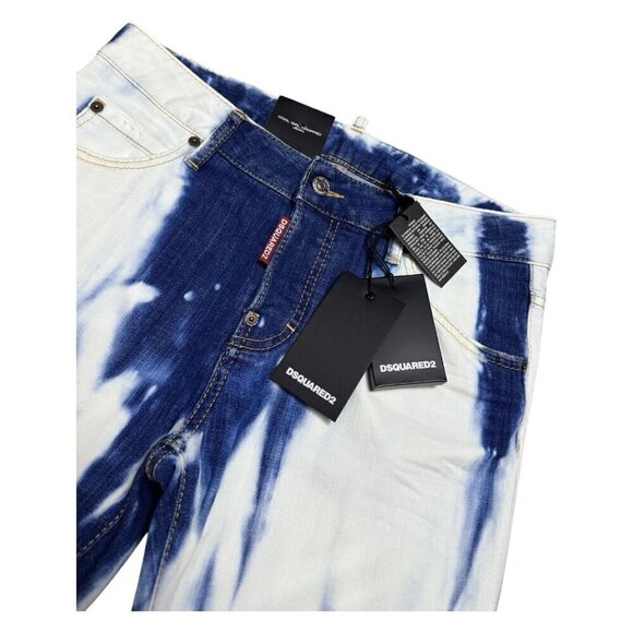 DSQUARED 2 (NWT) Mid Rise Crop Bleach Tie Dye Designer Denim Jeans Size 4 Small - Picture 4 of 7